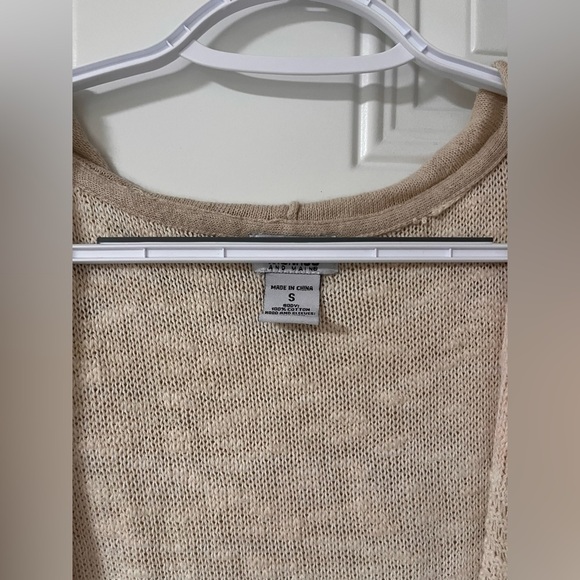 Women's Cream and Tan Open-Front Sweater - Picture 3 of 5